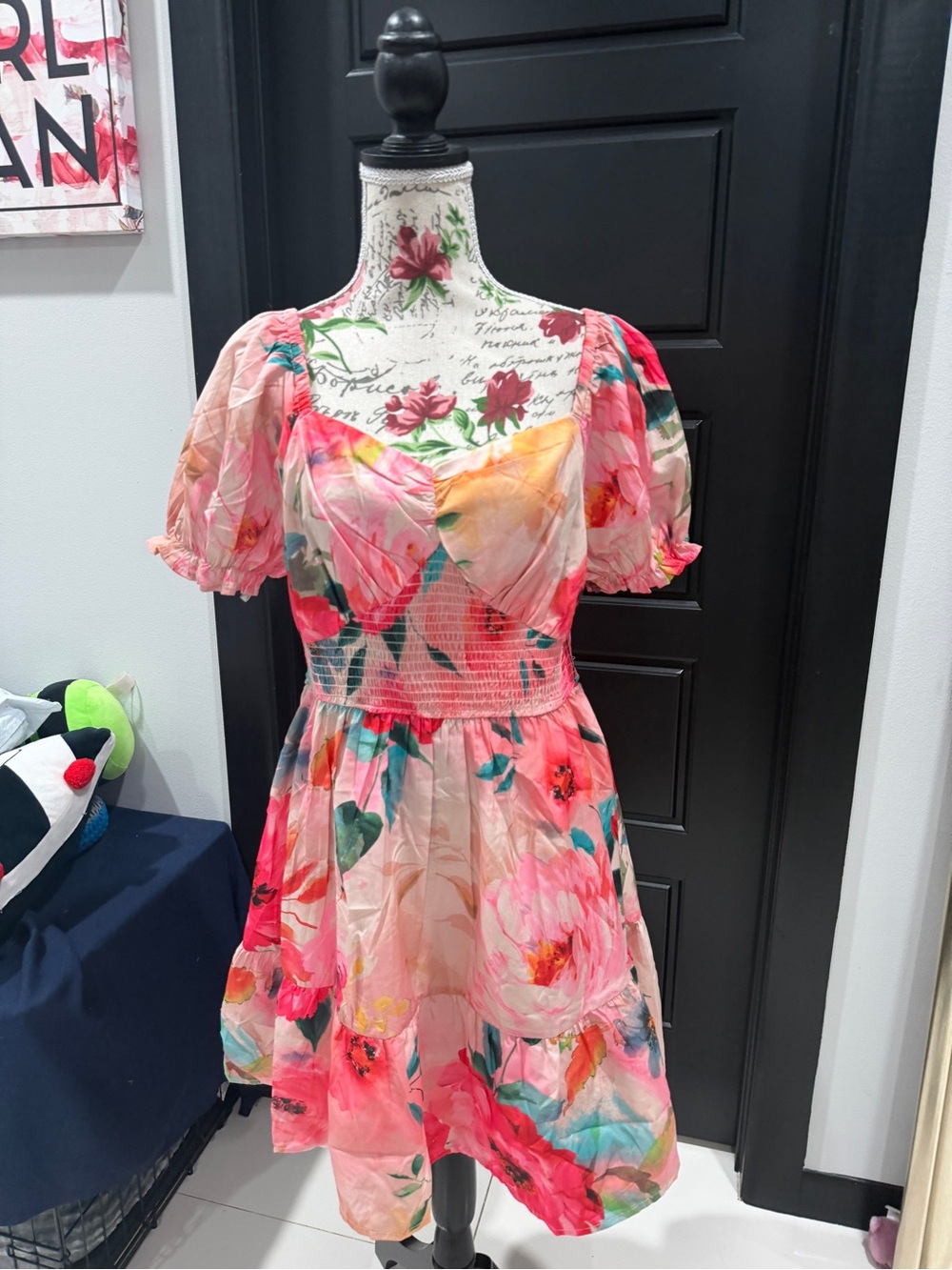 Wishing Waves Pink Floral Smocked Dress
